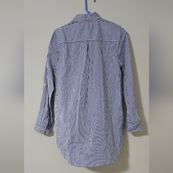 NWT Liza Byrd Pin Striped Zebra Button Down Tunic - Picture 2 of 5